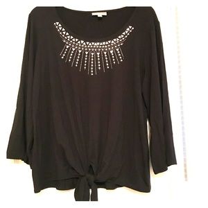 Front tie jeweled shirt
